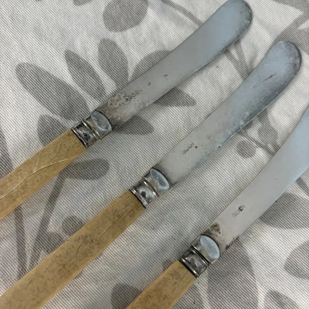 Vintage Butter Spreaders Set of 3 Faux Bone Handles Replacement Flatware